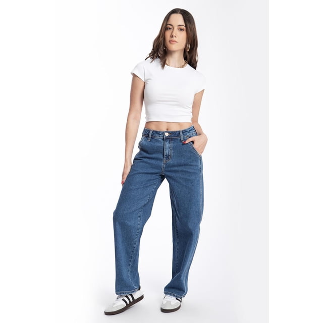 Jeans tipo barrel Juvenil, 6855 (Mezclilla tono medio) azul 7