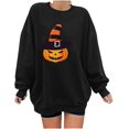 thumbnail image 1 of Sweat-shirts à Imprimé Citrouille Halloween pour Femmes Pull à Manches Longues Pull Col Rond, 1 of 6