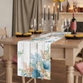 thumbnail image 3 of Beach Coastal Cotton Linen Table Runner for Dining Kitchen, Summer Nautical Coral Shell Botanical Vintage Wedding Outdoor Party Tablerunners, Dresser Scarf Coffee Tablecloth Runners 13x90 Inches, 3 of 9
