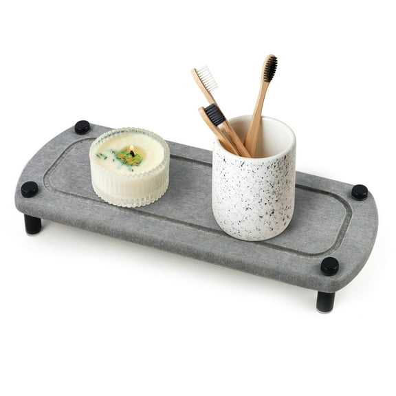 LELE LIFE Bathroom Instant Dry Sink Organizer Sink Caddy, Diatomaceous Earth Fast Drying Stone Sink Tray, Kitchen Sink Organizer Soap Sponge Holder