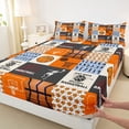 thumbnail image 4 of Erosebridal Basketball Game Boys Queen Sheet Sets, Orange Plaid Bed Set, 4 Pieces, 4 of 5