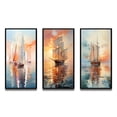 thumbnail image 2 of Designart "Minimalism Sailboat flow IX" Nautical & Beach Framed Wall Art Set Of 3 - Multi-Color Boat Sailing Frame Canvas Set For Living Room Decor, 2 of 6