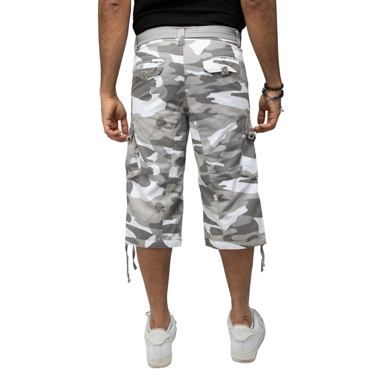 カーゴパンツ WIDE CARGO SHORTS WHITE CAMO X RAY JEANS Mens Belted 18