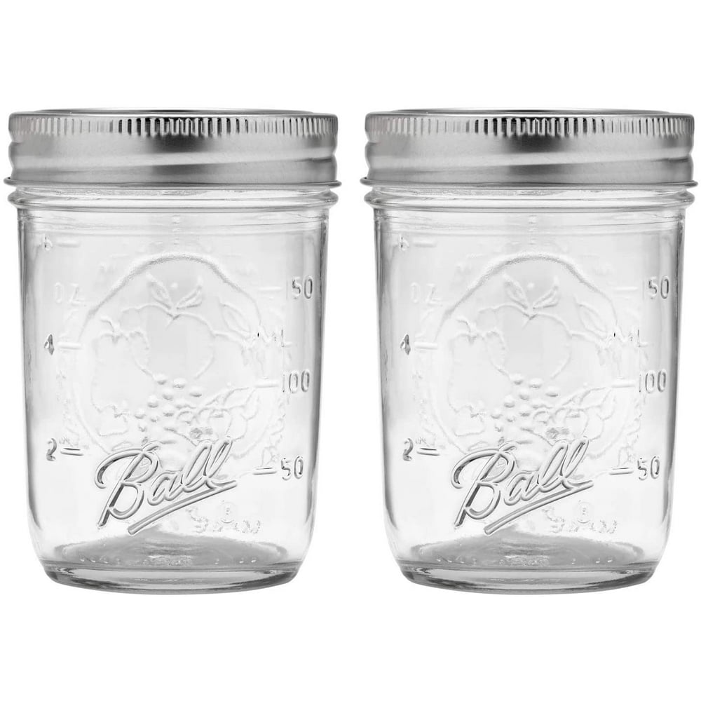 Ball Regular Mouth Mason Jars with Lids & Bands, Half Pint, 8oz (2