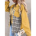 thumbnail image 3 of SHAR Women's denim jacket, long sleeve plaid button down shirt jacket, 3 of 5