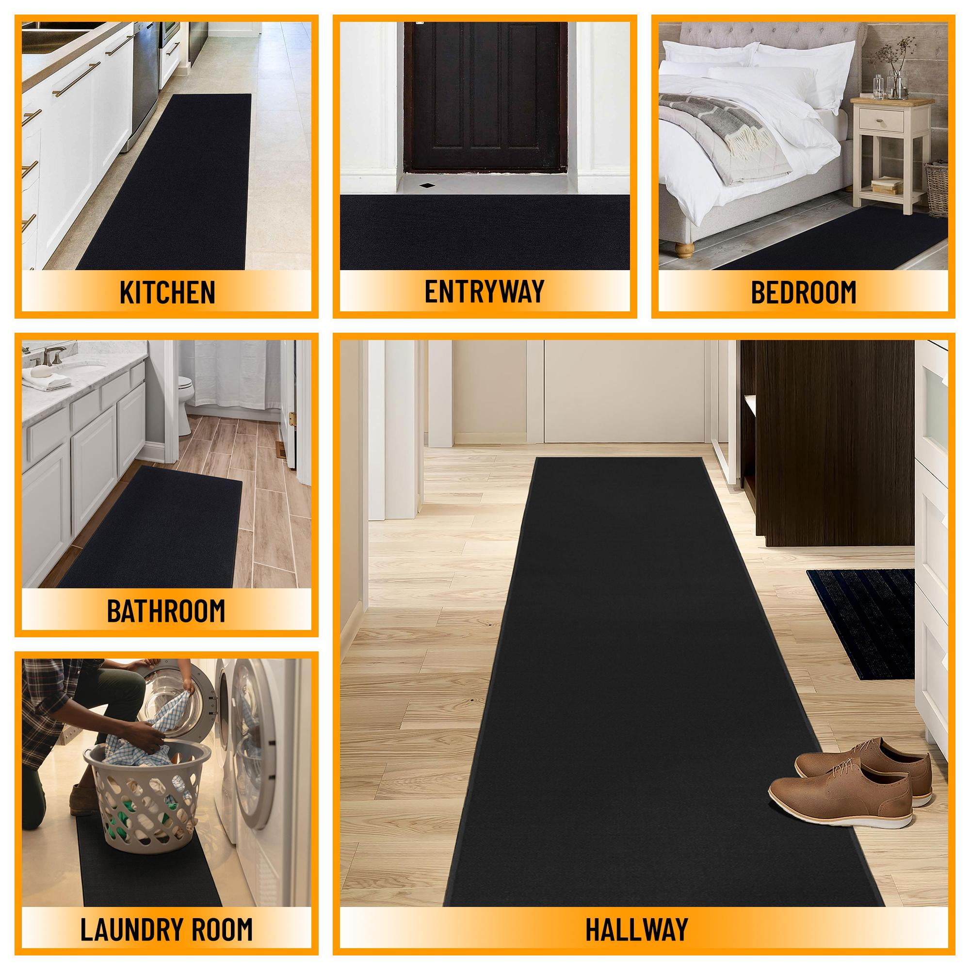 Sweet Home Stores Machine Washable NonSlip Rubberback Solid 2x12