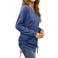 thumbnail image 2 of V-Neck Women's Long Sleeve Ruched Top with Side Drawstring Tie - Royal Blue XL Rawiri, 2 of 5