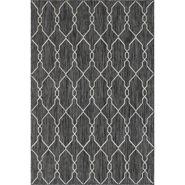 Unique Loom Links Trellis Indoor/Outdoor Trellis Rug Charcoal/Gray 6' 1