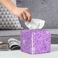 thumbnail image 6 of Lsque Lilac Glittering Printed Tissue Box Cover Holder, Facial Paper Organizer Dispenser,Square with Bottom Belt, PVC Leather Decorative Organizer, 6 of 8