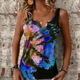thumbnail image 2 of Birdeem Womens Printed and Painted V-Neck Open Sleeveless Floral Print Top, 2 of 6