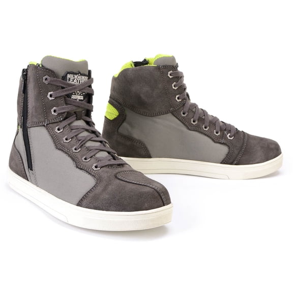 Milwaukee Leather MBM9117 Men's Dark Grey Suede and Grey Canvas Street Riding Shoes w/ Dual Closure/Ankle Support 11