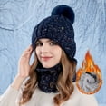 thumbnail image 2 of Adult Warm Hat Bib Two Piece Set Knitted Woolen Ear Protector for Outdoor Riding Winter Accessories, 2 of 4