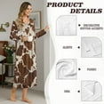 thumbnail image 6 of Xoenoiee Brown Cow Print Long Nightgowns for Women Long Sleeve Sleepshirt Button Sleep Dress Mumu Dress V Neck Sleepwear Plus Size, 2XL, 6 of 7
