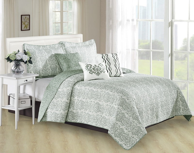Details about   Madison Park Quilt Classic Damask Medallion Design All Season Breathable Coverl 