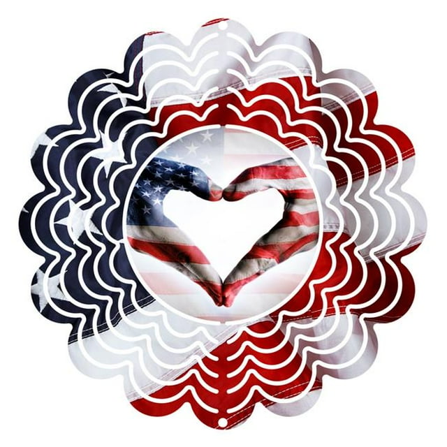 Next Innovations 101401001-FLAGHEART 6 in. Flag Heart Wind Spinner Yard Decor
