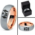 thumbnail image 4 of Tungsten Couple Family Two Child Holding Hands Band Ring 7mm Men Women Comfort Fit 18k Rose Gold Dome Brushed Gray Polished, 4 of 4