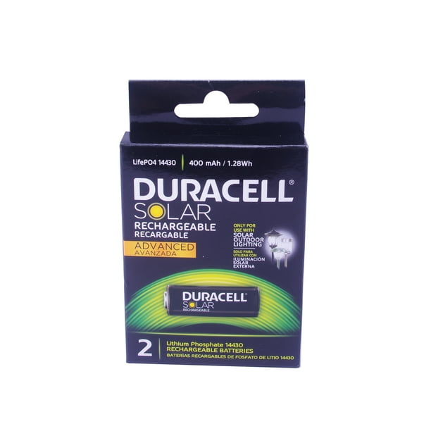 Duracell 400 mAh Solar Rechargeable Battery, 2 Count