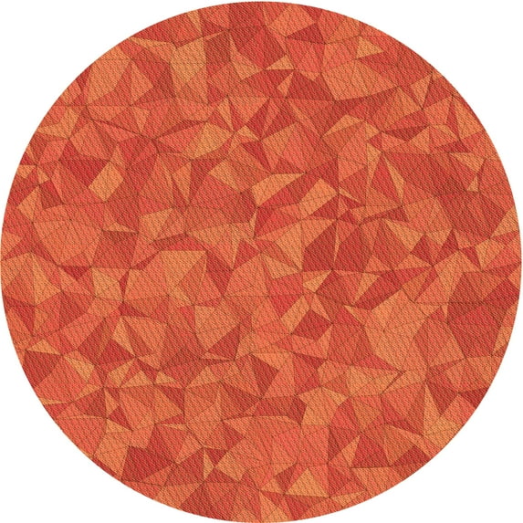 Ahgly Company Machine Washable Indoor Round Transitional Orange Red Orange Area Rugs, 3' Round