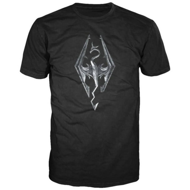 Bioworld Skyrim Dragon Logo Apparel T Shirt Black Walmart Com Walmart Com