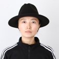 thumbnail image 2 of Sombrero Fedora Gorro de Panamá Borde Ancho con Cinta de Cuero Estilo Retro Navidad para Mujer Negro Soledad sombrero fedora de lana mujer hombre, 2 of 10