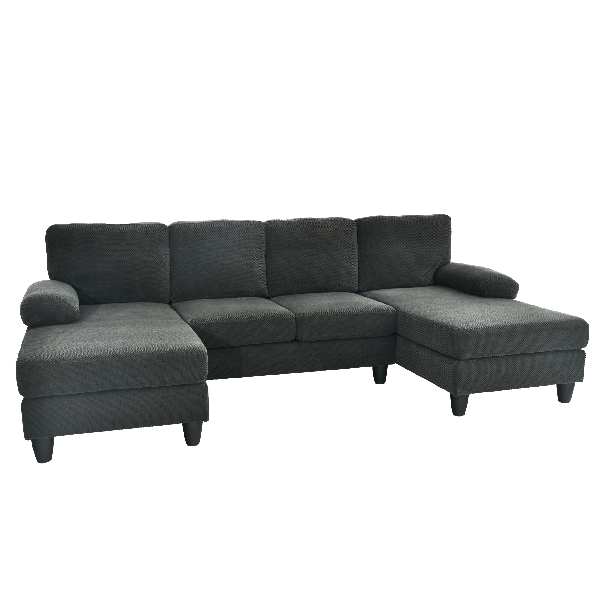 Leumius 104" U Shaped Sectional Sofa,Modern 4 Seat Oversized Sofa with Double Chaise for Living Room,Dark Gray