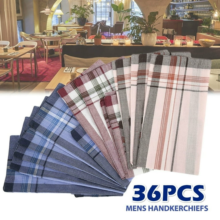 Men s Vintage Plaid Stripe Handkerchief 38cm Cotton Business Chest