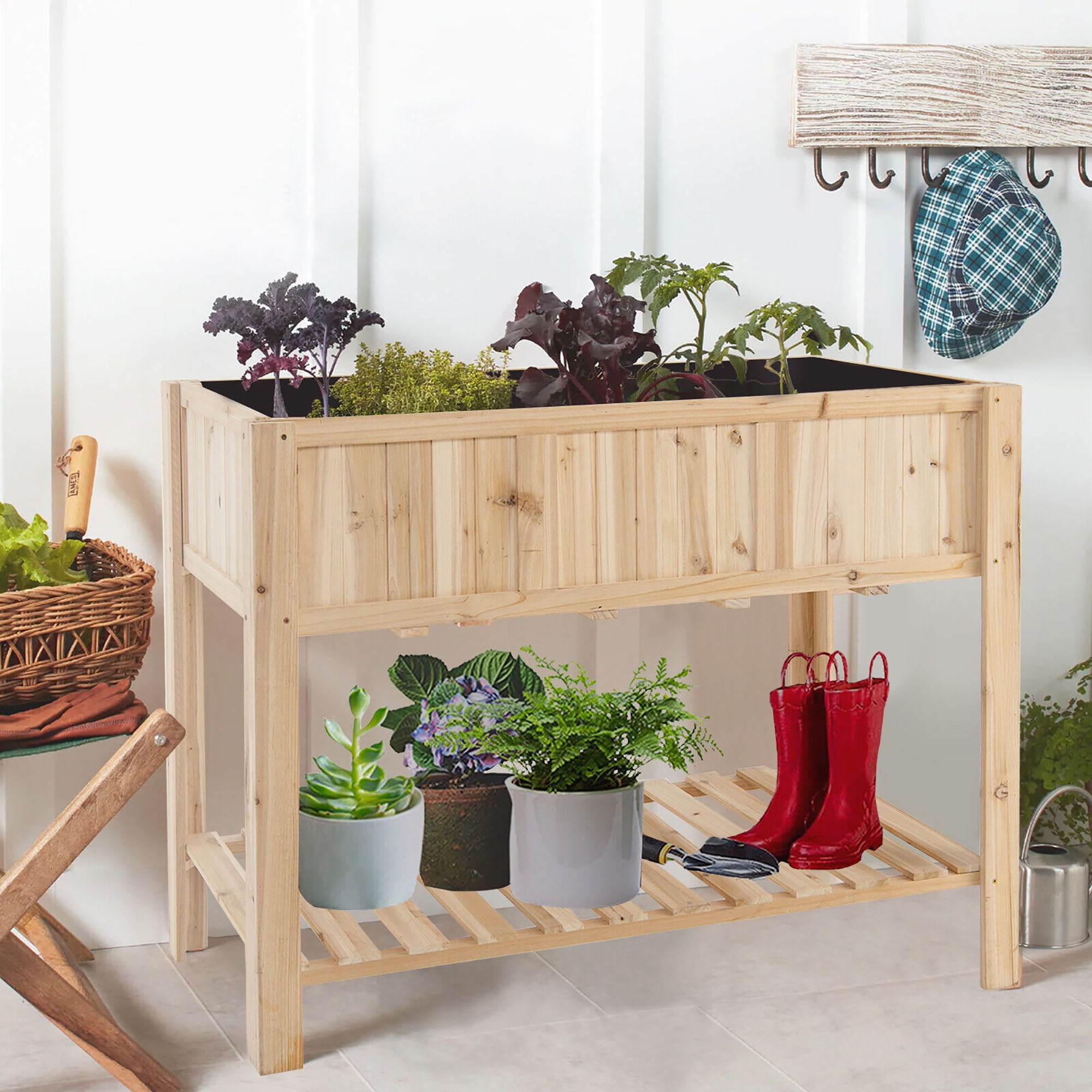 小物入れ Neighborhood garden bed Shelf Amazon.com : GHWIE Raised Garden Bed with Shelf,Elevated