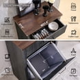 thumbnail image 4 of 10 Gallon Tilt-Out Trash Can Cabinet, Modern Laundry Hamper Cabinet with Drawers, Hidden Garbage Can Cabinet for Kitchen and Living Room, 4 of 8