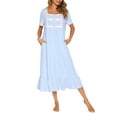 thumbnail image 4 of Coduop Women Short Sleeve Nightgowns Night Dress Ruffled Hem Lace Trim Princess Dress Sleepwear, 4 of 6