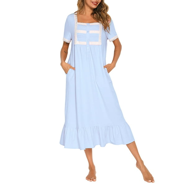 SUNSIOM Women Deep V-neck Lace Sheer Nightgown Full-Length Long Night Dress