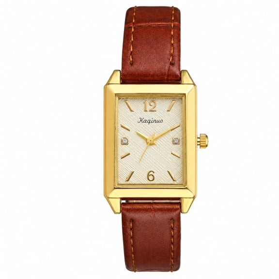Avaner Women's Rectangle Vintage Watch: Crocodile Embossed Leather Strap Zircon Stone Hour Markers Rectangular Dial Dress Analog Quartz Wristwatch for Women