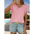thumbnail image 4 of Women's Summer T-Shirt Casual V Neck Cap Sleeve Loose Fit Basic Top, 4 of 7