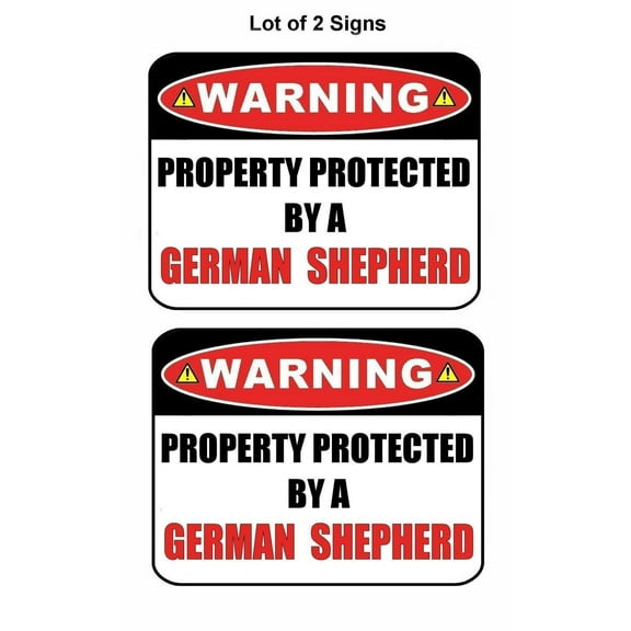 PCSCP 2-Count Warning Property Protected by a German Shepherd 9 inch x 11.5 inch Laminated Dog Sign