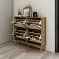 thumbnail image 3 of Rattan Shoe Cabinet with 4 Doors Shoe Rack Storage Cabinet Shoe Organizer, 3 of 7