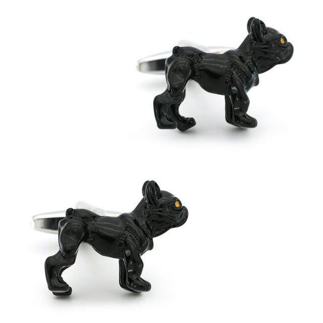 Gemelos con diseño de bulldog francés negro para hombre en color cobre