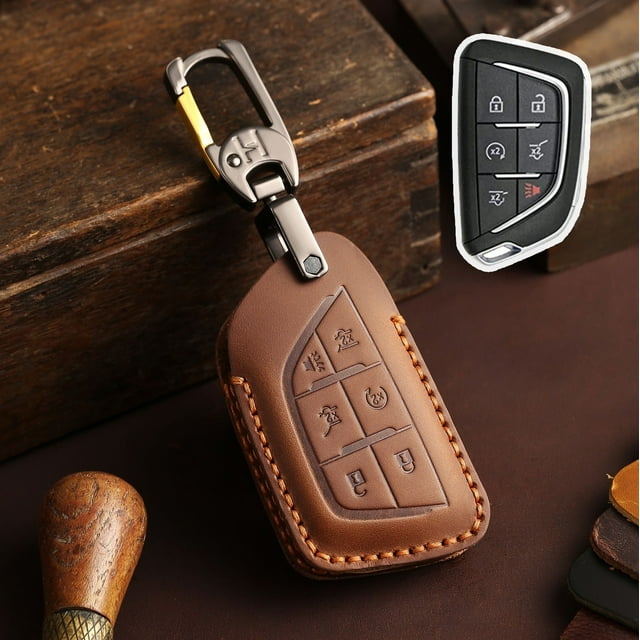 Car Key Fob Cover Case Protector For Cadillac CT5 CT4 Car Key Fob Cover Leather Retro Style Case Shell