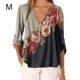 thumbnail image 1 of Blusa Camisa con cuello en V y estampado floral Blusa suelta de manga larga Top de mujer, Gris, M Speravity AP002021-10, 1 of 5