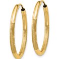 thumbnail image 3 of 14K Yellow Gold 2mm Satin Diamond-Cut Endless Hoop Earrings (21 X 21) Made In Peru xy1178, 3 of 6