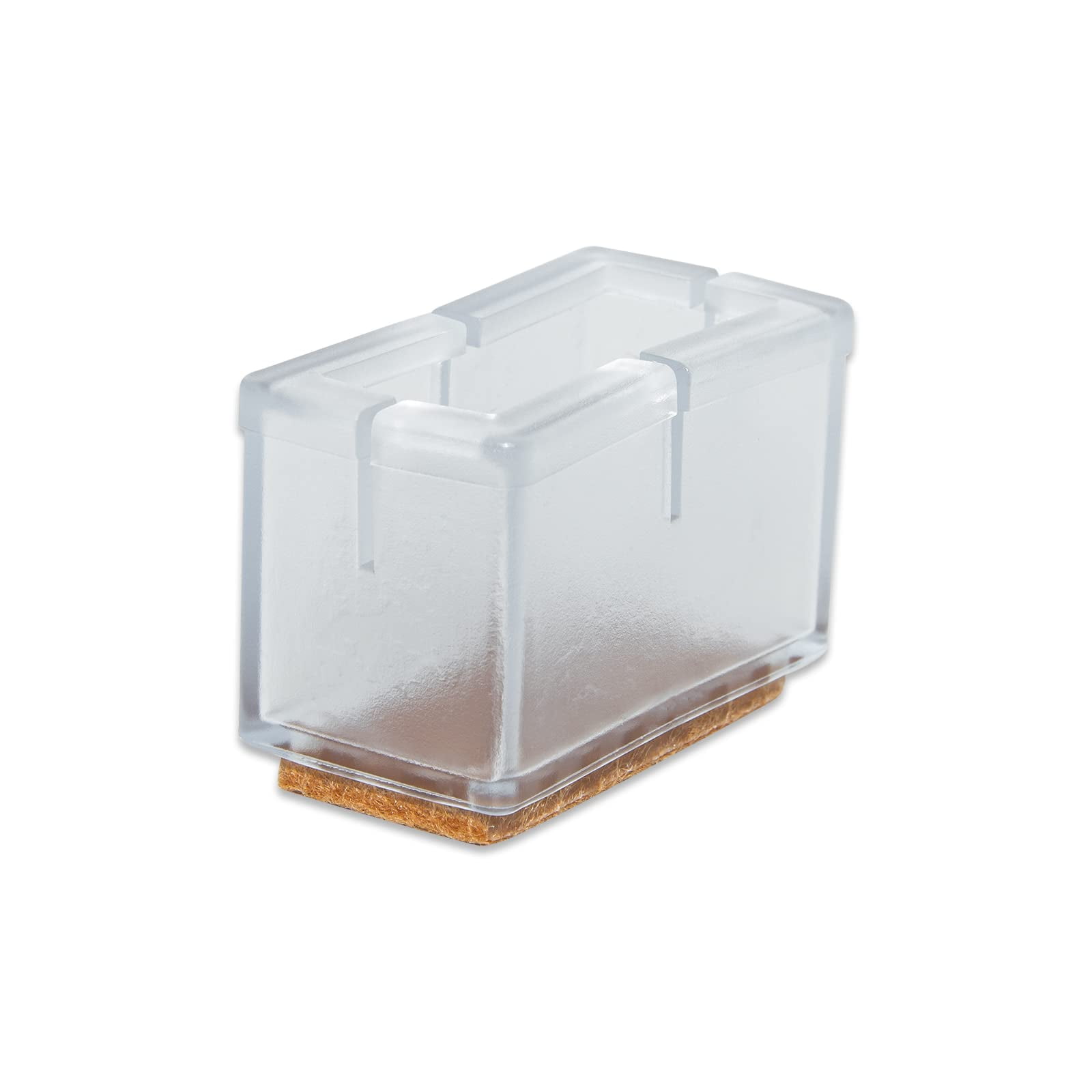 Flyshop 12 Pieces Transparent PVC Rectangle Chair Leg Caps Furniture Table Feet Covers Felt Pads for Hardwood Floor Protector, Fit Length 39 to 48 mm, Width 24 to 30 mm