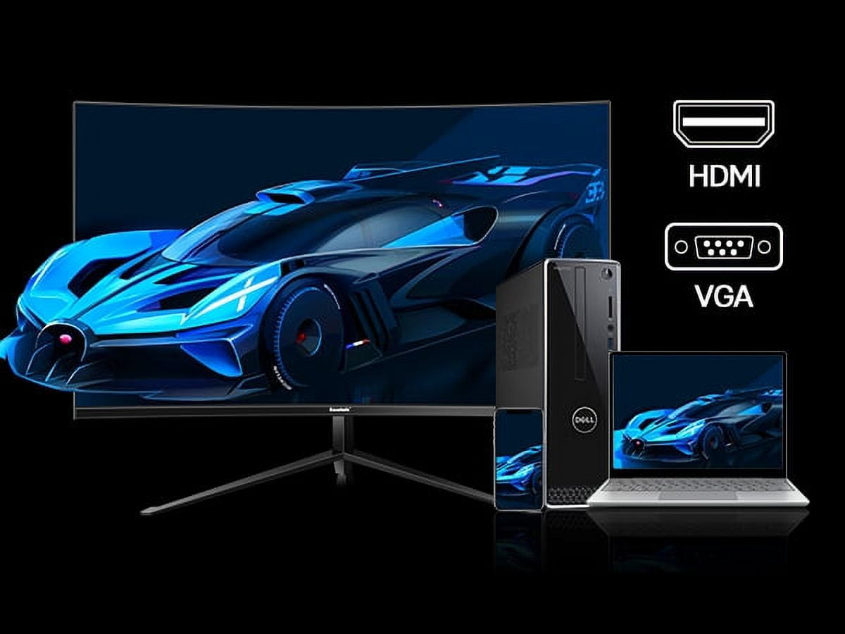 Gawfolk 27" Curved Monitor, FHD 1080P 75Hz 1800R Ultra-Thin Bezel-less VA Display HDMI VGA Port, Computer Monitor