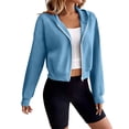 thumbnail image 6 of Zip up Hoodie for Women Trendy Solid Color Long-sleeved Raglan Jacket Winter Loungwear Outfits, 6 of 9