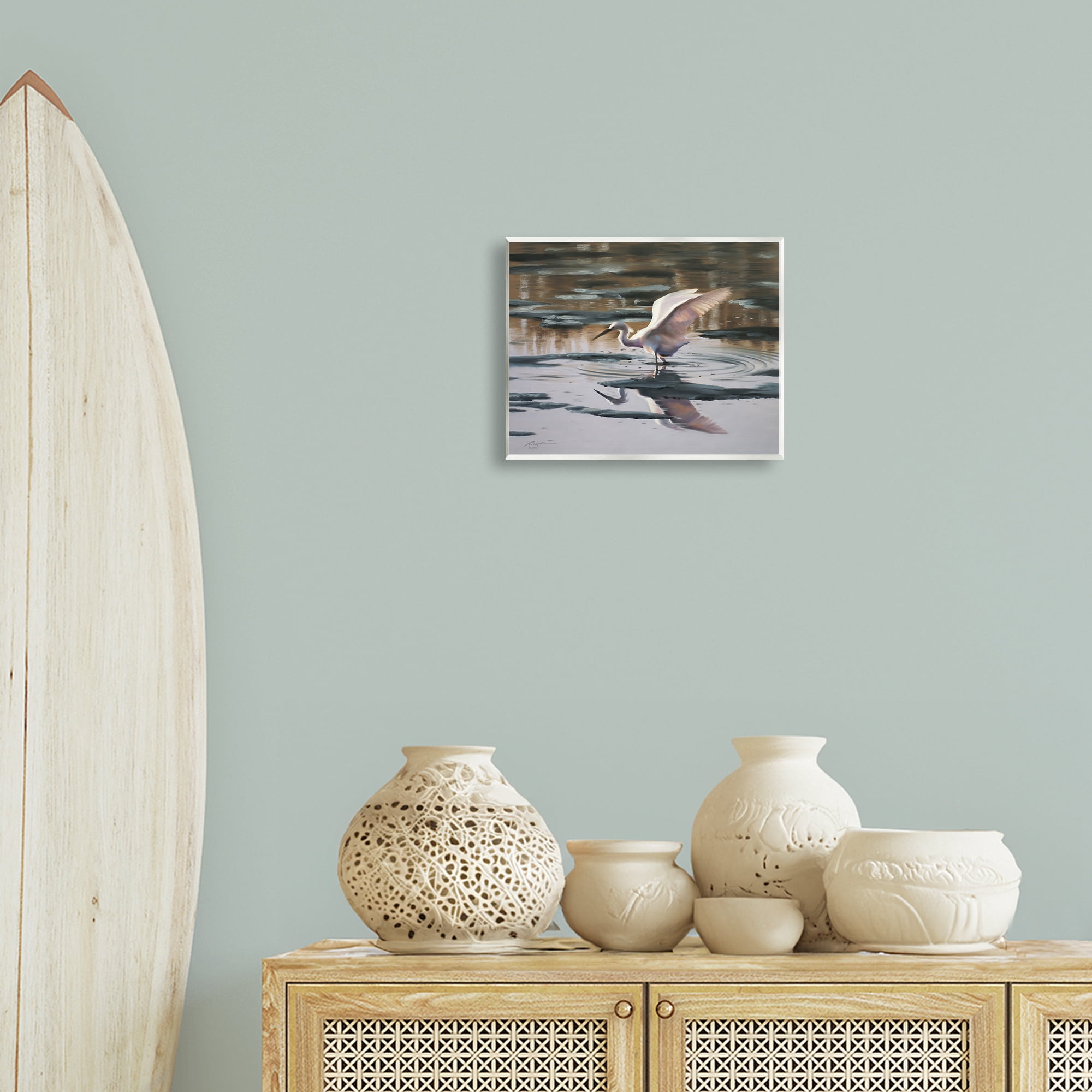 Stupell Industries Swan Landing in Water Animals & Insects Painting Unframed Art Print Wall Art, 14 x 11