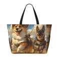 thumbnail image 2 of Daiia Farm Corgi German Shepherd Beach Travel Bag - Water-Resistant Beach Bag, Lightweight Tote with 7 Pockets for Women and Men - Gym,Pool,Camping,Reusable Grocery Bag, 2 of 7