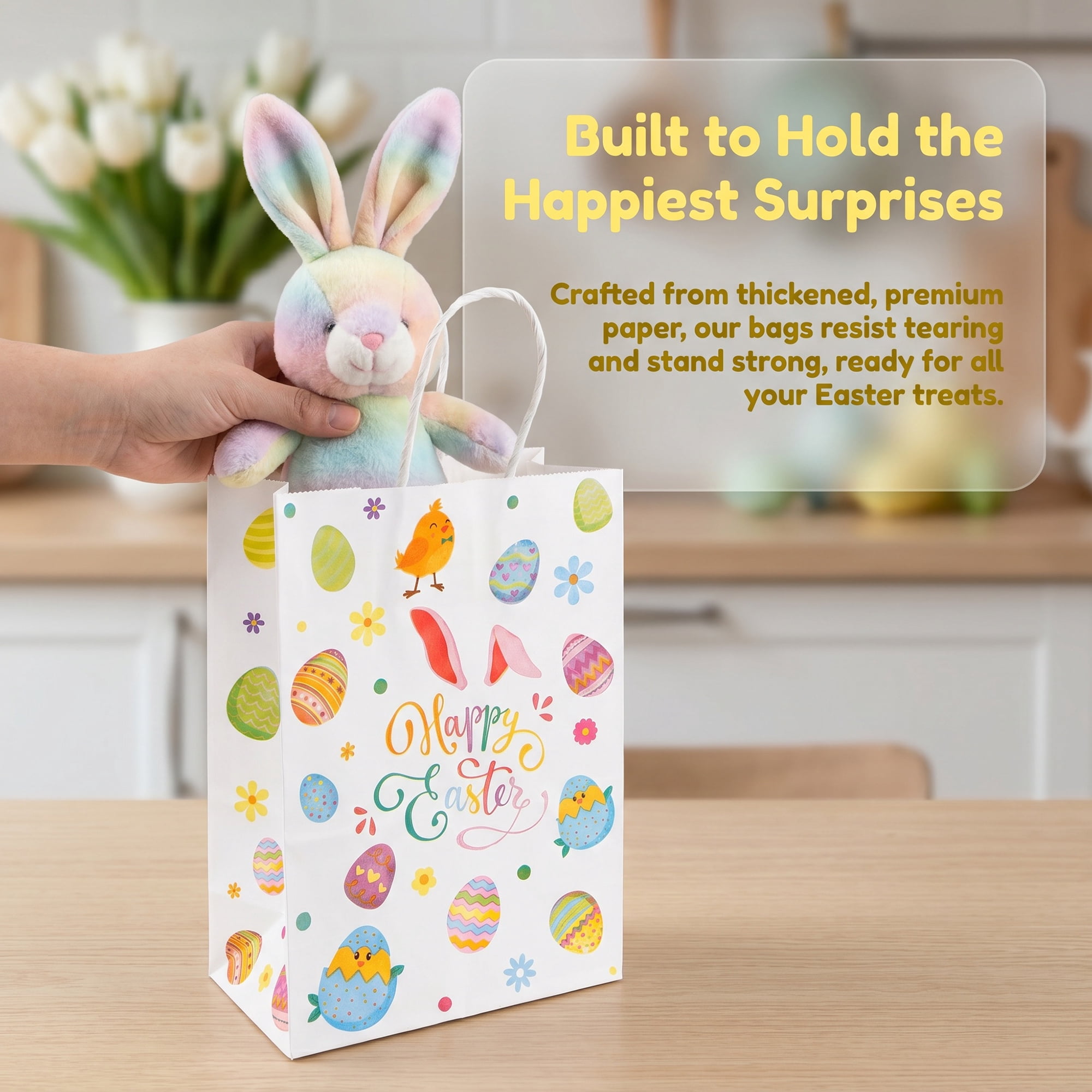 Unique Bargains 6Pcs Candy Goodie Gift Bags Rabbit Ears Easter Eggs 5.9" x 3.1" x 8.3"