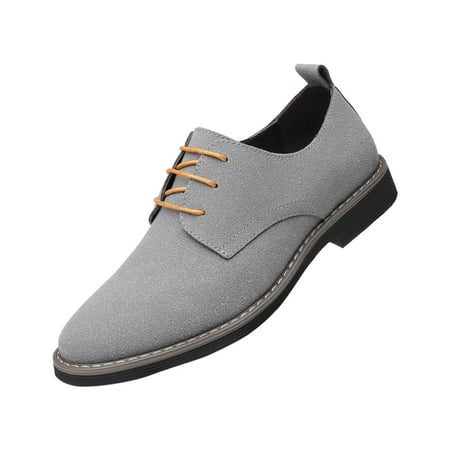 YLSDY Men s Derby Shoes Cap Toe Oxford Shoes Lace-Up Oxfords Suede Formal Shoes Business Party Shoes Gray 10.5