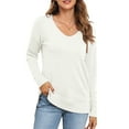 thumbnail image 3 of Uvplove V Neck Sweaters for Women Lightweight Knit Pullover Sweater,US Size S-2XL In Beige White, 3 of 12