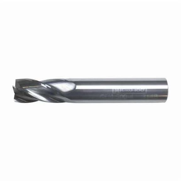 Micro 100 Carb End Mill,3/8 In,4FL,CC,AlTiN Coat GEM-375-4X