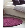 thumbnail image 5 of Unique Loom Solid Shag Collection Area Rug (4' 1" Round Eggplant Purple), 5 of 7