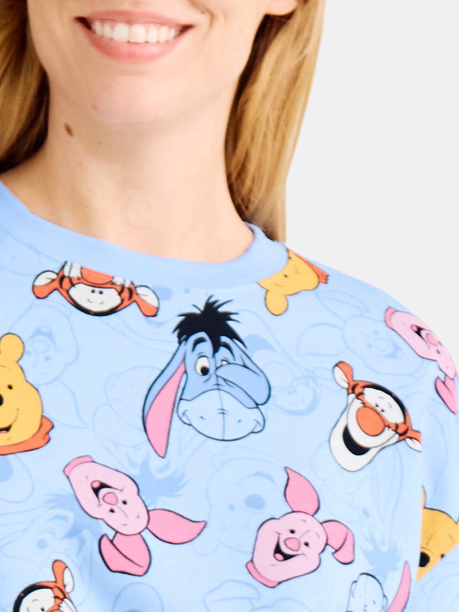 Winnie the Pooh & Friends Women's Allover Graphic Sweatshirt, Sizes XXS-XXL