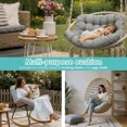 thumbnail image 6 of TOPCHANCES Egg Chair Cushion Only, Water-Resistant Outdoor Rocking Chair Cushion, Thick Papasan Seat Cushion with Ties for Patio, Porch, Balcony, Garden (Light Gray), 6 of 9